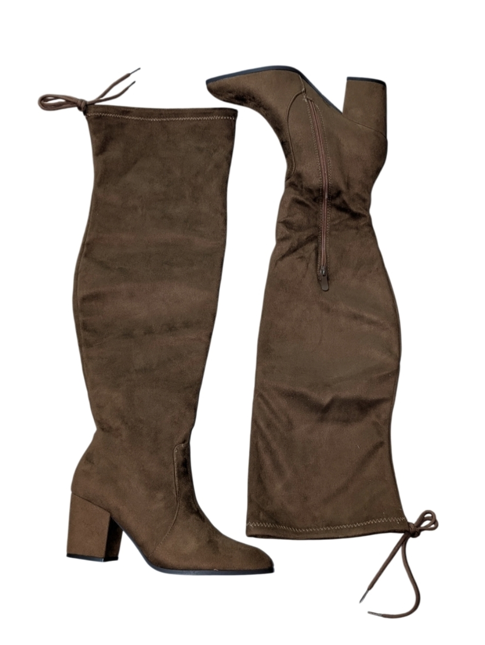 Women’s Brown Suede Knee-High Block Heel Boots Size 9